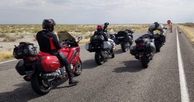 Motorcycles waiting on road construction