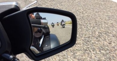 Motorcycle riders approaching in rear-view mirror
