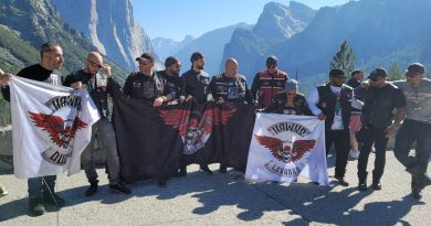 motorcycle club members at yosemite