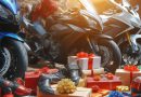 Motorcycles surrounded by gifts